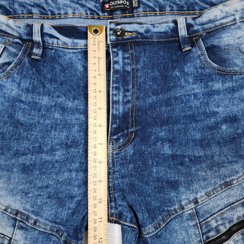 Southpole Skinny Jeans Mens 42x32 Blue Stretch Moto Biker Denim - Picture 7 of 13